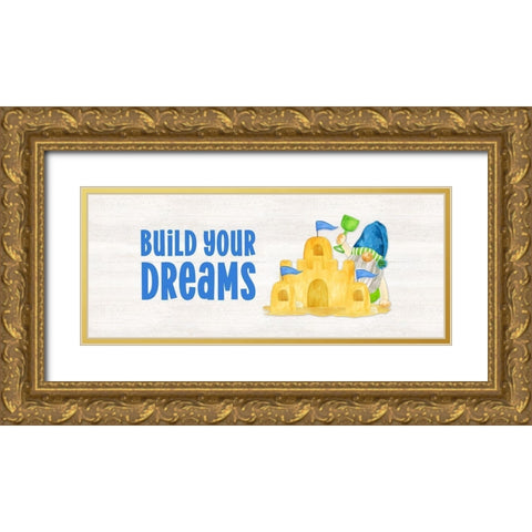 Gnomes of Summer panel I-Build Gold Ornate Wood Framed Art Print with Double Matting by Reed, Tara
