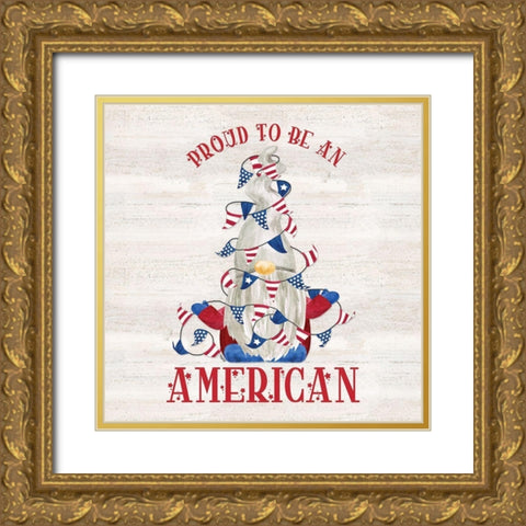 Patriotic Gnomes VI-American Gold Ornate Wood Framed Art Print with Double Matting by Reed, Tara