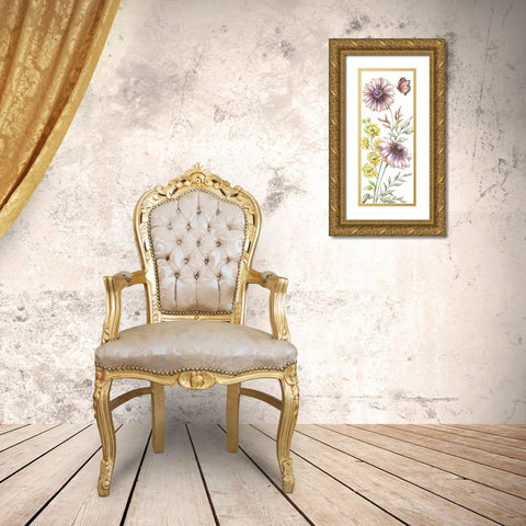 Wildflower Stem panel V Gold Ornate Wood Framed Art Print with Double Matting by Tre Sorelle Studios