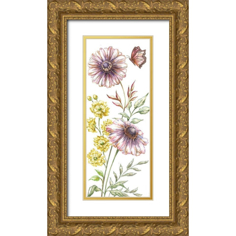 Wildflower Stem panel V Gold Ornate Wood Framed Art Print with Double Matting by Tre Sorelle Studios