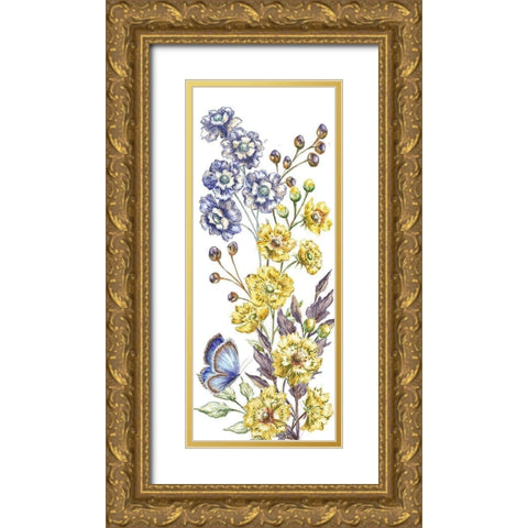 Wildflower Stem panel VI Gold Ornate Wood Framed Art Print with Double Matting by Tre Sorelle Studios