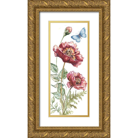 Wildflower Stem panel VII Gold Ornate Wood Framed Art Print with Double Matting by Tre Sorelle Studios