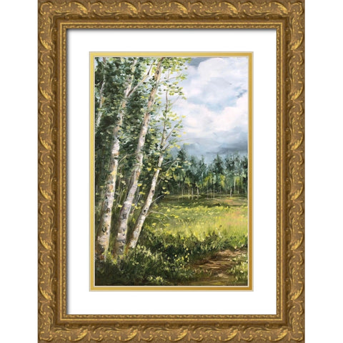 Colorado Meadow panel I Gold Ornate Wood Framed Art Print with Double Matting by Tre Sorelle Studios