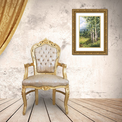 Colorado Meadow panel II Gold Ornate Wood Framed Art Print with Double Matting by Tre Sorelle Studios