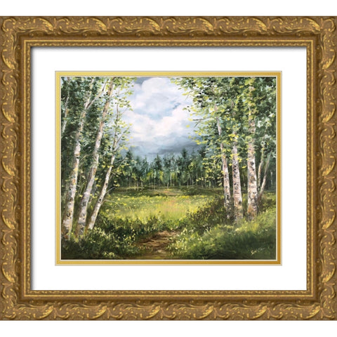 Colorado Meadow landscape Gold Ornate Wood Framed Art Print with Double Matting by Tre Sorelle Studios