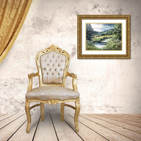 Dolores Ranch Painting Gold Ornate Wood Framed Art Print with Double Matting by Tre Sorelle Studios