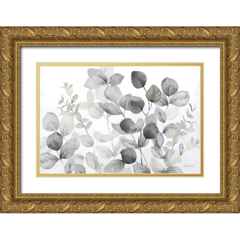 Eucalyptus Leaves landscape neutral Gold Ornate Wood Framed Art Print with Double Matting by Coulter, Cynthia