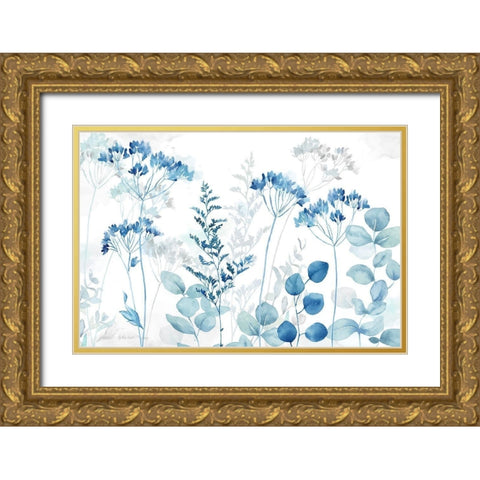 Botanical Landscape indigo Gold Ornate Wood Framed Art Print with Double Matting by Coulter, Cynthia