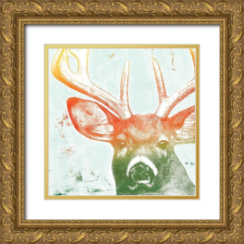 Portrait of a Deer rainbow Gold Ornate Wood Framed Art Print with Double Matting by Cusson, Marie Elaine