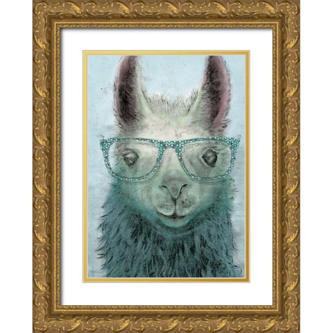 Colorful Llama panel I Gold Ornate Wood Framed Art Print with Double Matting by Cusson, Marie Elaine