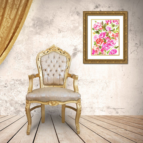 Bunches of Pink Portrait Gold Ornate Wood Framed Art Print with Double Matting by Chapman, Marcy