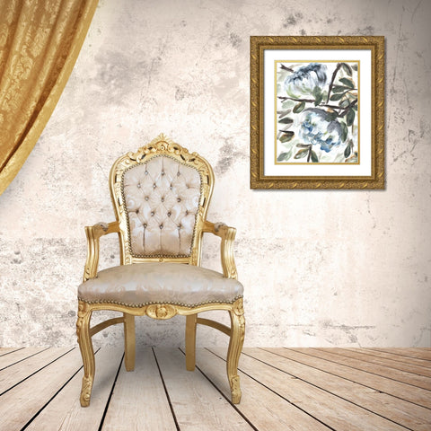 Farmhouse Blue Bush I Gold Ornate Wood Framed Art Print with Double Matting by Chapman, Marcy
