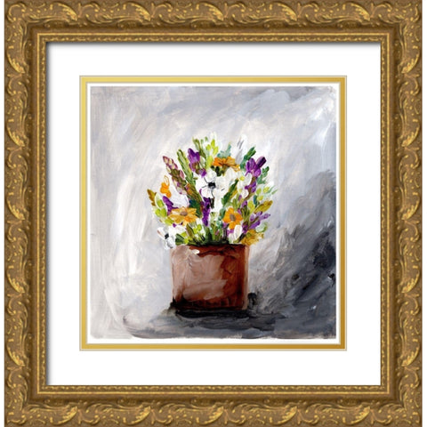Spring Bouquet Gold Ornate Wood Framed Art Print with Double Matting by Chapman, Marcy