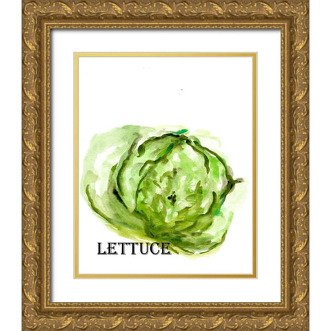 Veggie Sketch  IX-Lettuce Gold Ornate Wood Framed Art Print with Double Matting by Chapman, Marcy