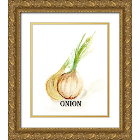Veggie Sketch X-Onion Gold Ornate Wood Framed Art Print with Double Matting by Chapman, Marcy