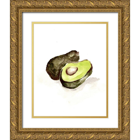 Veggie Sketch plain  II-Avocado Gold Ornate Wood Framed Art Print with Double Matting by Chapman, Marcy