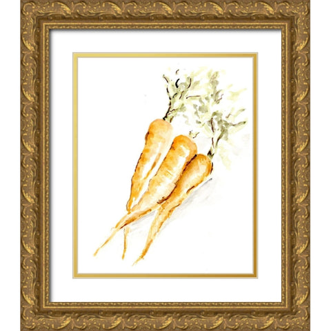Veggie Sketch plain  V-Carrots Gold Ornate Wood Framed Art Print with Double Matting by Chapman, Marcy