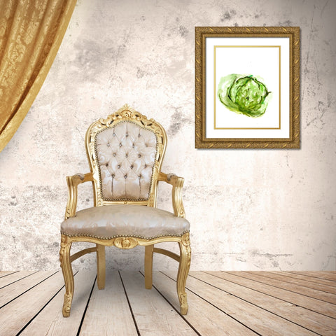 Veggie Sketch plain  IX-Lettuce Gold Ornate Wood Framed Art Print with Double Matting by Chapman, Marcy