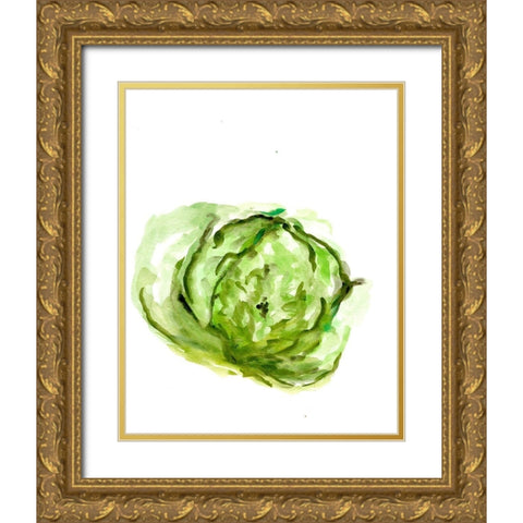 Veggie Sketch plain  IX-Lettuce Gold Ornate Wood Framed Art Print with Double Matting by Chapman, Marcy