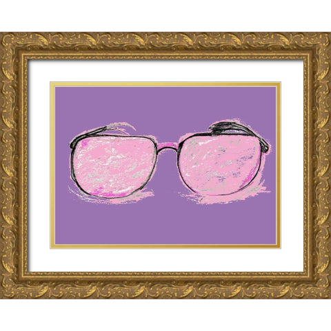 Glasses in Pink Gold Ornate Wood Framed Art Print with Double Matting by Chapman, Marcy