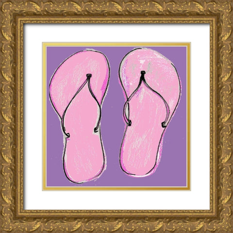 Sandals in Pink Gold Ornate Wood Framed Art Print with Double Matting by Chapman, Marcy