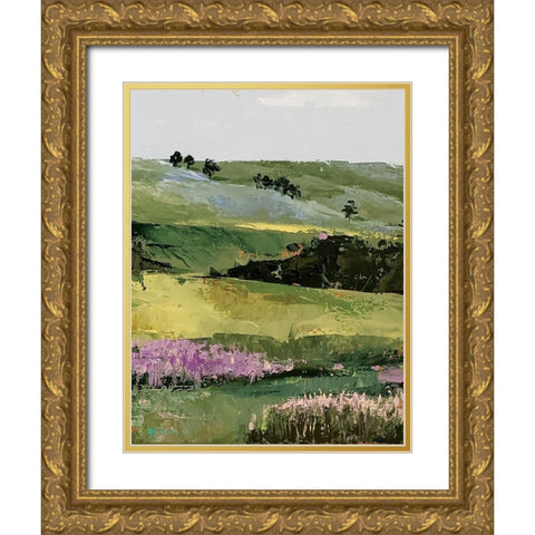 Flower Field portrait  II Gold Ornate Wood Framed Art Print with Double Matting by Cusson, Marie Elaine