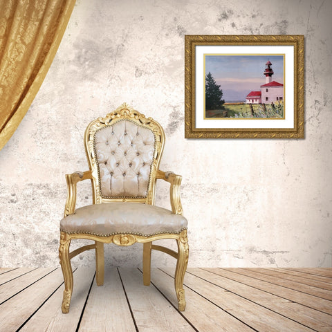 Lighthouse Point Gold Ornate Wood Framed Art Print with Double Matting by Cusson, Marie Elaine