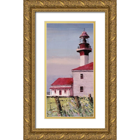 Lighthouse Point  panel Gold Ornate Wood Framed Art Print with Double Matting by Cusson, Marie Elaine