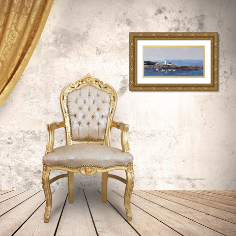 Lighthouse View Gold Ornate Wood Framed Art Print with Double Matting by Cusson, Marie Elaine