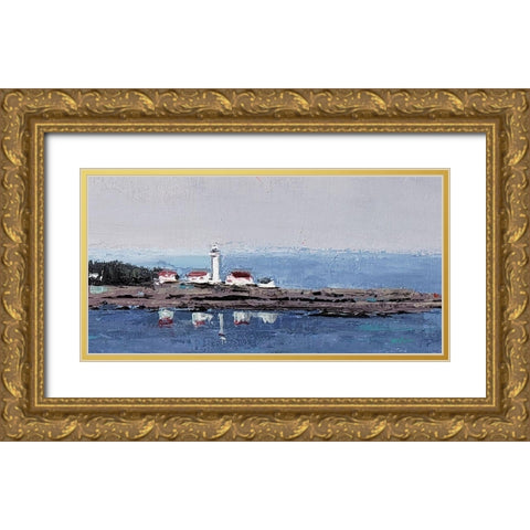 Lighthouse View Gold Ornate Wood Framed Art Print with Double Matting by Cusson, Marie Elaine