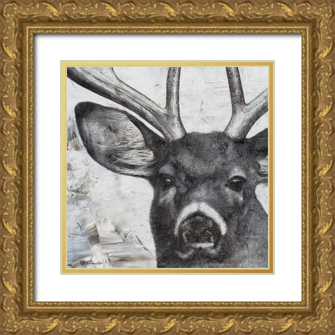 Deer Portrait Gold Ornate Wood Framed Art Print with Double Matting by Cusson, Marie Elaine