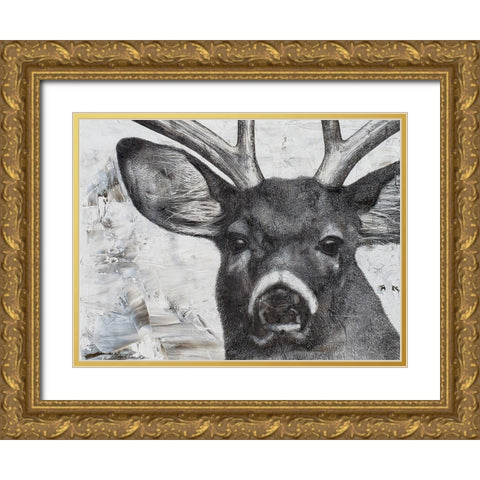 Deer landscape Gold Ornate Wood Framed Art Print with Double Matting by Cusson, Marie Elaine