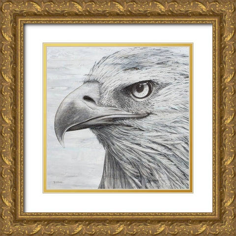 Portrait of an Eagle Gold Ornate Wood Framed Art Print with Double Matting by Cusson, Marie Elaine