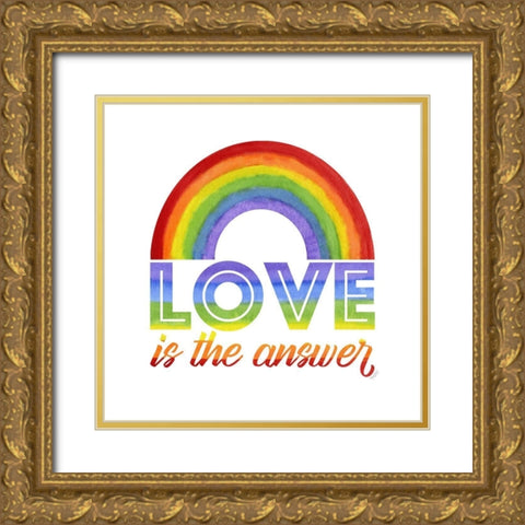Rainbow Text IV-Love Gold Ornate Wood Framed Art Print with Double Matting by Reed, Tara