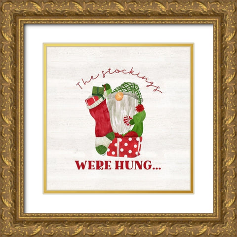 Gnome for Christmas Sentiment VIII-Stockings Gold Ornate Wood Framed Art Print with Double Matting by Reed, Tara