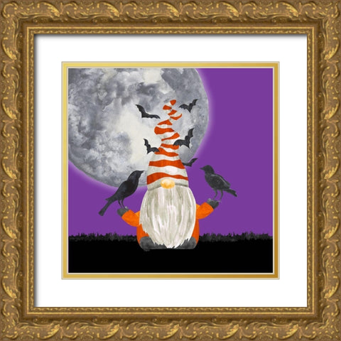 Gnomes of Halloween II-Bats Gold Ornate Wood Framed Art Print with Double Matting by Reed, Tara