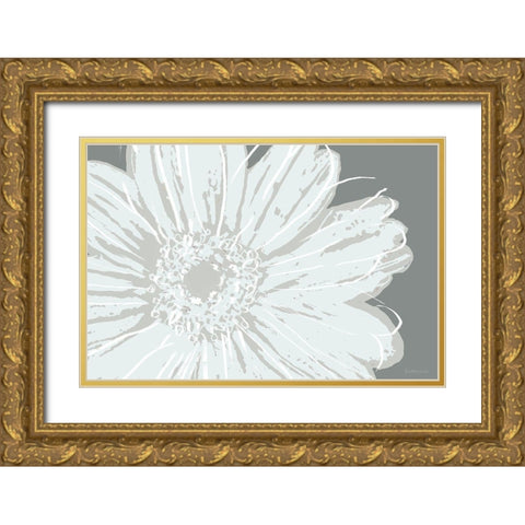 Flower Pop Sketch III-Greys Gold Ornate Wood Framed Art Print with Double Matting by Cusson, Marie Elaine