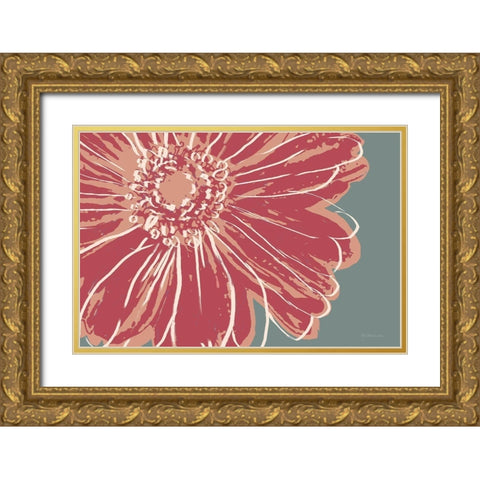 Flower Pop Sketch IV-Red Gold Ornate Wood Framed Art Print with Double Matting by Cusson, Marie Elaine