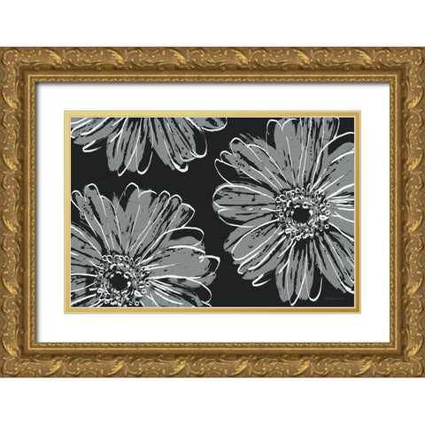 Flower Pop Sketch VII-Black BG Gold Ornate Wood Framed Art Print with Double Matting by Cusson, Marie Elaine
