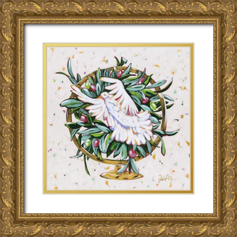 Globe Peace Gold Ornate Wood Framed Art Print with Double Matting by Augustine, Jodi