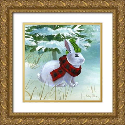 Winterscape III-Rabbit Gold Ornate Wood Framed Art Print with Double Matting by Wilson, Kelsey