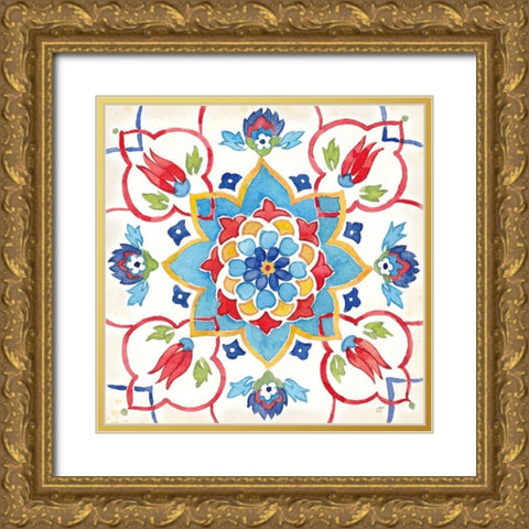 Turkish Tile III Gold Ornate Wood Framed Art Print with Double Matting by Coulter, Cynthia