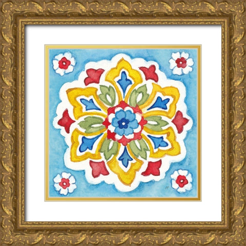 Turkish Tile IV Gold Ornate Wood Framed Art Print with Double Matting by Coulter, Cynthia