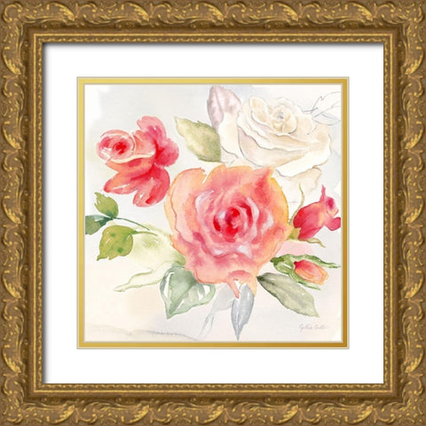 Garden Roses II Gold Ornate Wood Framed Art Print with Double Matting by Coulter, Cynthia