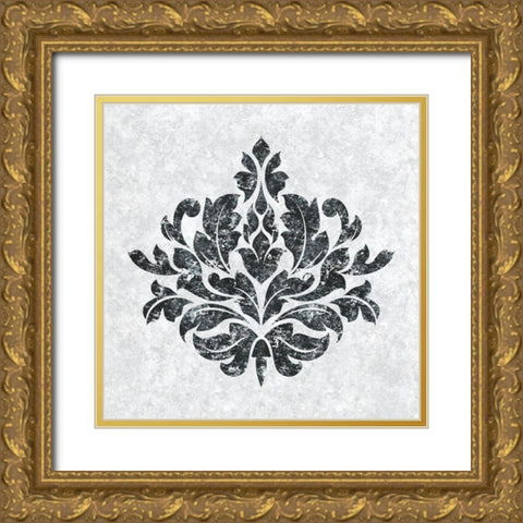 Textured Damask I on white Gold Ornate Wood Framed Art Print with Double Matting by Lee C
