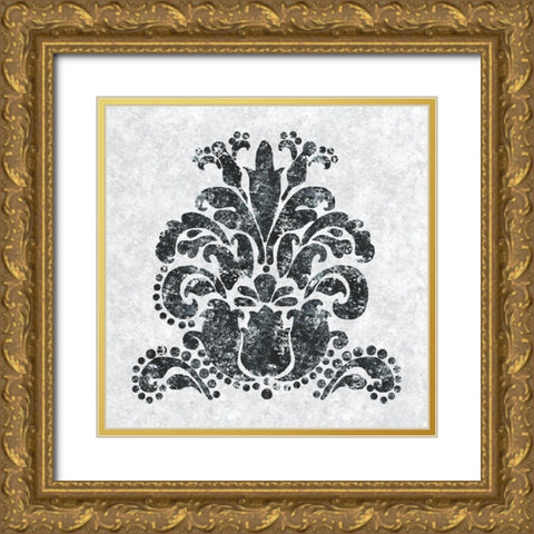 Textured Damask II on white Gold Ornate Wood Framed Art Print with Double Matting by Lee C