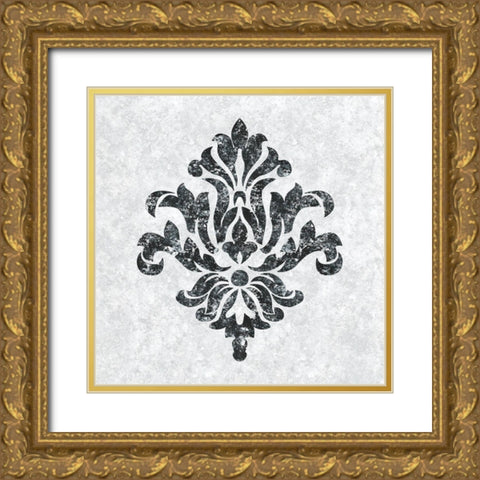 Textured Damask III on white Gold Ornate Wood Framed Art Print with Double Matting by Lee C