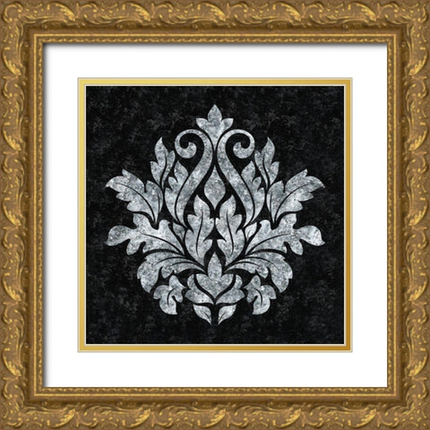 Textured Damask I on black Gold Ornate Wood Framed Art Print with Double Matting by Lee C