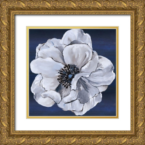 Blue and White Floral IV Gold Ornate Wood Framed Art Print with Double Matting by Lee C