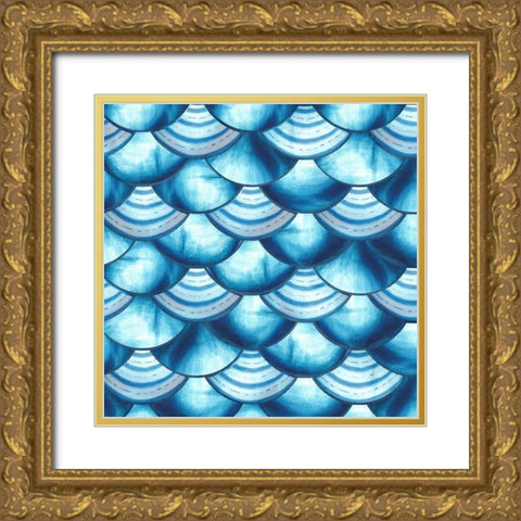 Chinoiserie Abstract Fish Scales I Gold Ornate Wood Framed Art Print with Double Matting by Tre Sorelle Studios